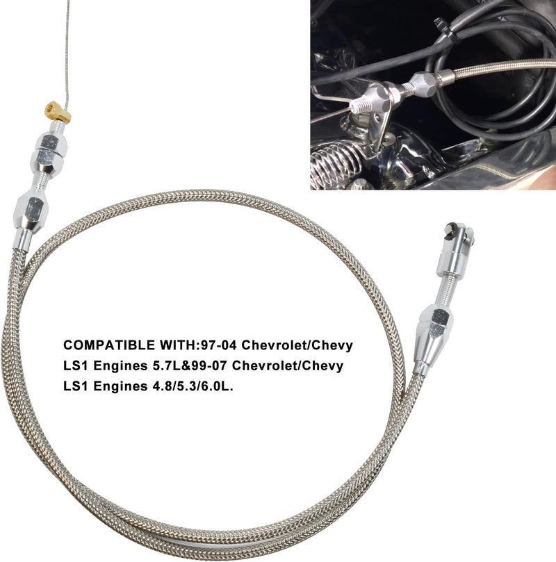 TuhooMall Braided Throttle Cable Kit Compatible with 97-07 Chevrolet/Chevy LS1 Engine 4.8L 5.3L 5.7L 6.0L - Image 2